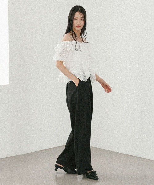 Heather（ヘザー）の「WEB限定　レングスが選べる　タックボリュームパンツ　577075（スラックス・レディース・ブラック/グレー/ブラウン/ベージュ/オフホワイト/ライトブルー・FREE/LONG）」の10枚目の写真