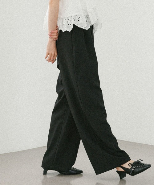 Heather（ヘザー）の「WEB限定　レングスが選べる　タックボリュームパンツ　577075（スラックス・レディース・ブラック/グレー/ブラウン/ベージュ/オフホワイト/ライトブルー・FREE/LONG）」の11枚目の写真