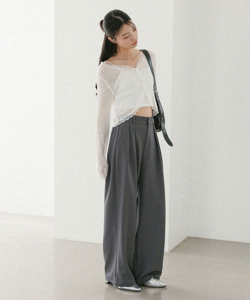 Heather（ヘザー）の「WEB限定　レングスが選べる　タックボリュームパンツ　577075（スラックス・レディース・ブラック/グレー/ブラウン/ベージュ/オフホワイト/ライトブルー・FREE/LONG）」の13枚目の写真