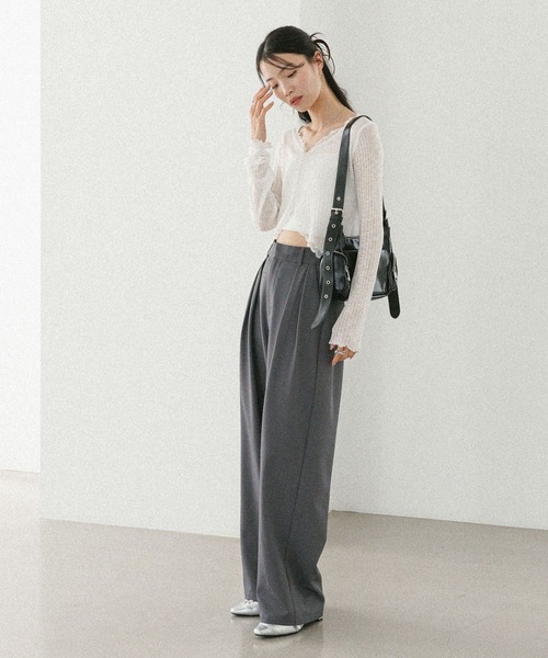 meer. クロスボリュームパンツ WEB限定 レングスが選べる タックボリュームパンツ 577075