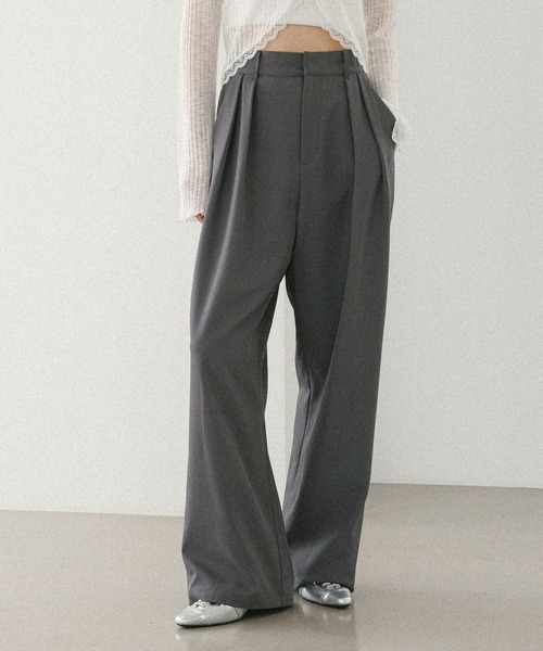 Heather（ヘザー）の「WEB限定　レングスが選べる　タックボリュームパンツ　577075（スラックス・レディース・ブラック/グレー/ブラウン/ベージュ/オフホワイト/ライトブルー・FREE/LONG）」の18枚目の写真