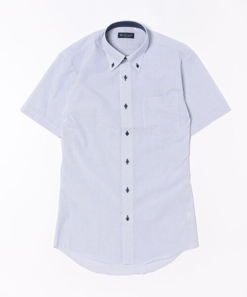 TOKYO SHIRTS（トウキョウシャツ）の「形態安定ノンアイロン ドゥエボットーニ 半袖ビジネスワイシャツ（ビジネスシャツ・メンズ・ブルー・首回り41cm/首回り39cm/首回り37cm/首回り42cm/首回り43cm）」の6枚目の写真