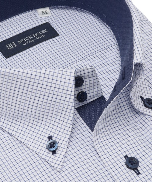 TOKYO SHIRTS（トウキョウシャツ）の「形態安定ノンアイロン ドゥエボットーニ 半袖ビジネスワイシャツ（ビジネスシャツ・メンズ・ブルー・首回り41cm/首回り39cm/首回り37cm/首回り42cm/首回り43cm）」の2枚目の写真