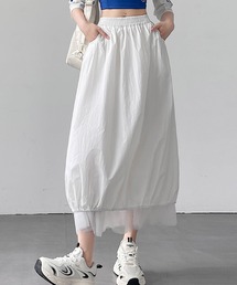 エアリーな透明感を纏う♪チュールレイヤードバルーンスカート