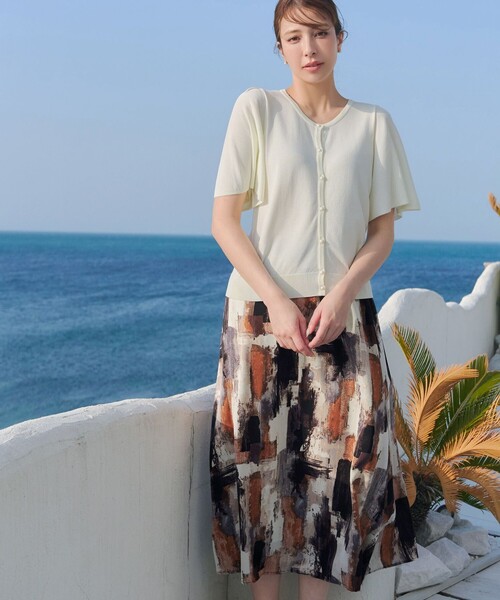 Tiaclasse（ティアクラッセ）の「ペイント柄スカート（スカート・レディース・カーキ/オレンジ・FREE）」の8枚目の写真