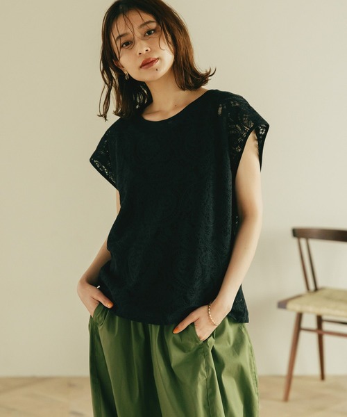 studio CLIP（スタディオクリップ）の「刺繍レースプルオーバー×タンクトップセット（シャツ/ブラウス・レディース・ブラック/アイボリー・FREE）」の3枚目の写真