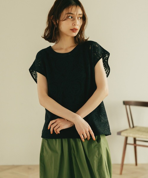 studio CLIP（スタディオクリップ）の「刺繍レースプルオーバー×タンクトップセット（シャツ/ブラウス・レディース・ブラック/アイボリー・FREE）」の4枚目の写真