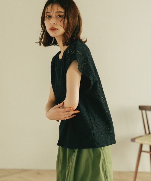 studio CLIP（スタディオクリップ）の「刺繍レースプルオーバー×タンクトップセット（シャツ/ブラウス・レディース・ブラック/アイボリー・FREE）」の6枚目の写真