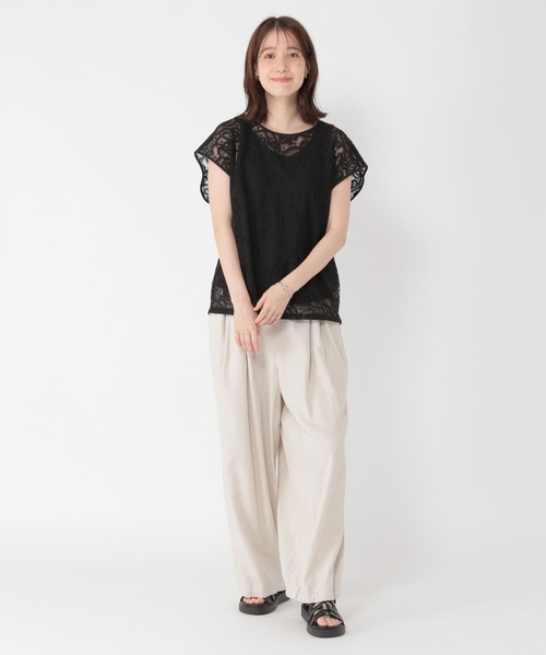 studio CLIP（スタディオクリップ）の「刺繍レースプルオーバー×タンクトップセット（シャツ/ブラウス・レディース・ブラック/アイボリー・FREE）」の18枚目の写真