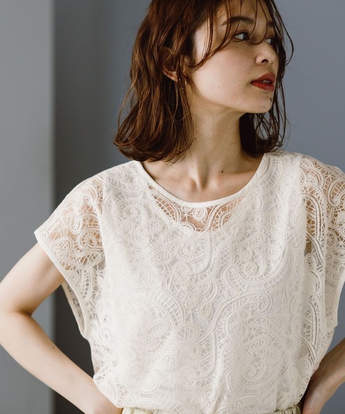 studio CLIP（スタディオクリップ）の「刺繍レースプルオーバー×タンクトップセット（シャツ/ブラウス・レディース・ブラック/アイボリー・FREE）」の22枚目の写真