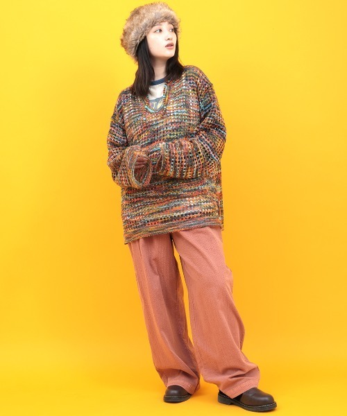 チチカカ（チチカカ）の「Orale！ モヘアタッチアノラックメッシュニットプルオーバー（ニット/セーター・レディース・グリーン/グレー/カラフル・FREE）」の12枚目の写真