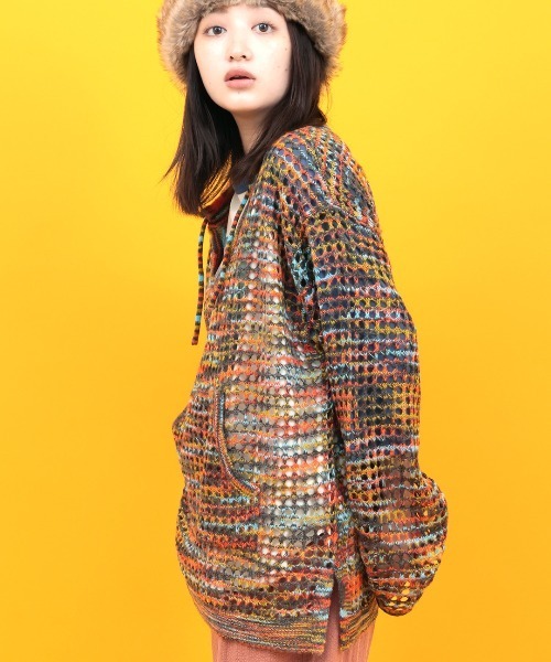 チチカカ（チチカカ）の「Orale！ モヘアタッチアノラックメッシュニットプルオーバー（ニット/セーター・レディース・グリーン/グレー/カラフル・FREE）」の7枚目の写真