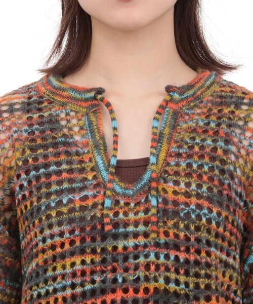チチカカ（チチカカ）の「Orale！ モヘアタッチアノラックメッシュニットプルオーバー（ニット/セーター・レディース・グリーン/グレー/カラフル・FREE）」の18枚目の写真