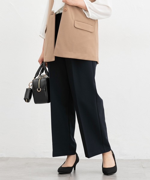 Honeys（ハニーズ）の「【美ージー・ストレッチ・マシンウォッシャブル・イージーケア】美ージーストレート（股下６２ｃｍ）（スラックス・レディース・ダークベージュ/ヘザーチャコール/ブラウン/ブラック/ネイビー・M/3L/LL/L/S/SS）」の5枚目の写真