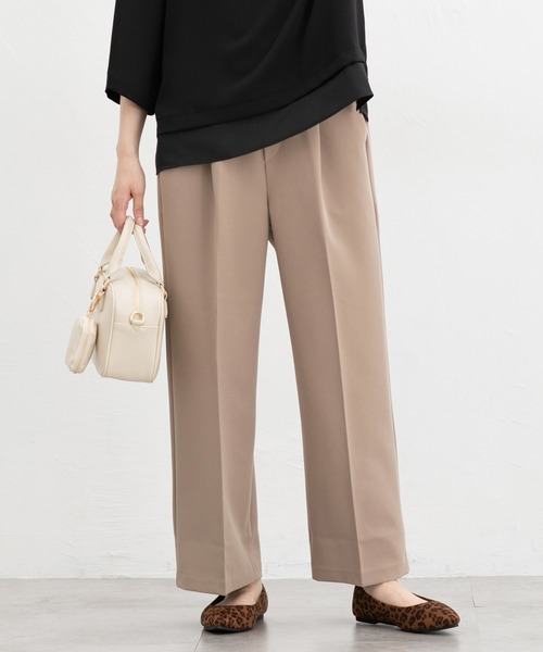 Honeys（ハニーズ）の「【美ージー・ストレッチ・マシンウォッシャブル・イージーケア】美ージーストレート（股下６２ｃｍ）（スラックス・レディース・ダークベージュ/ヘザーチャコール/ブラウン/ブラック/ネイビー・M/3L/LL/L/S/SS）」の4枚目の写真