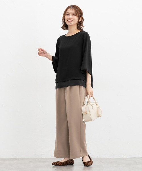 Honeys（ハニーズ）の「【美ージー・ストレッチ・マシンウォッシャブル・イージーケア】美ージーストレート（股下６２ｃｍ）（スラックス・レディース・ダークベージュ/ヘザーチャコール/ブラウン/ブラック/ネイビー・M/3L/LL/L/S/SS）」の17枚目の写真