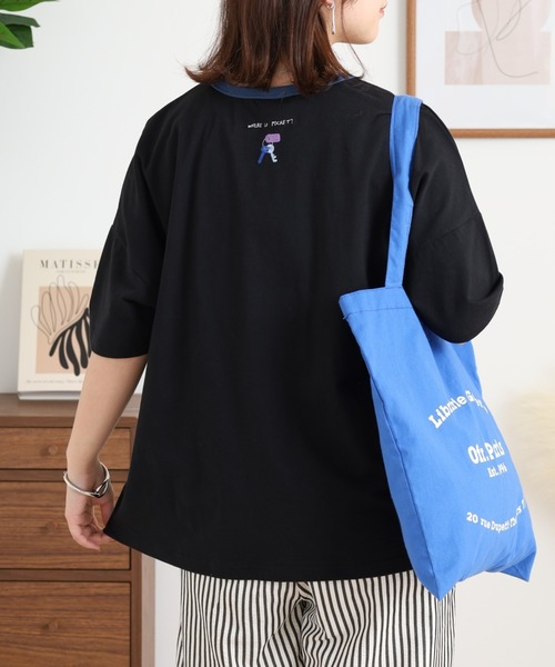 Emago（イマゴ）の「EMAGO ポケット探し刺繍Ｔ（Tシャツ/カットソー・レディース・ネイビー/ブラック/アイボリー・FREE）」の11枚目の写真