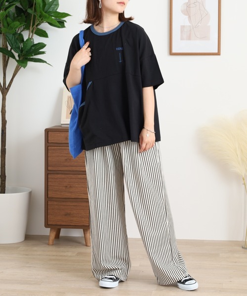 Emago（イマゴ）の「EMAGO ポケット探し刺繍Ｔ（Tシャツ/カットソー・レディース・ネイビー/ブラック/アイボリー・FREE）」の13枚目の写真