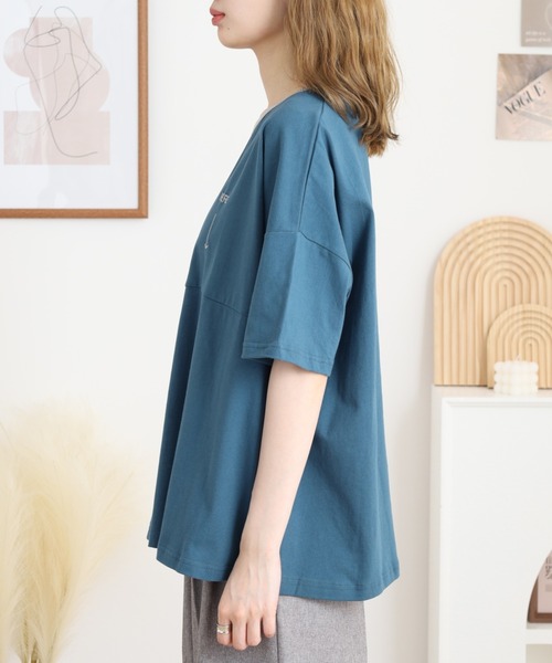 Emago（イマゴ）の「EMAGO ポケット探し刺繍Ｔ（Tシャツ/カットソー・レディース・ネイビー/ブラック/アイボリー・FREE）」の22枚目の写真