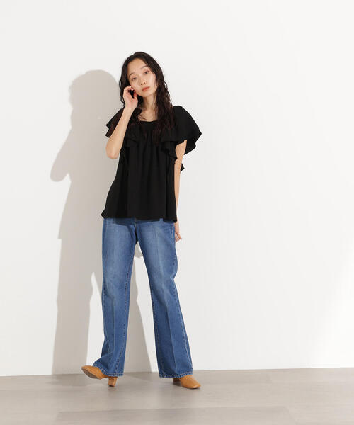 N.（N. Natural Beauty Basic）（エヌエヌナチュラルビューティーベーシック）の「ドビーフリルブラウス（シャツ/ブラウス・レディース・ラベンダー/オフホワイト/ブラック・MEDIUM）」の15枚目の写真