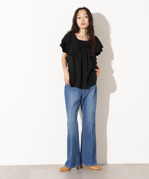 N.（N. Natural Beauty Basic）（エヌエヌナチュラルビューティーベーシック）の「ドビーフリルブラウス（シャツ/ブラウス・レディース・ラベンダー/オフホワイト/ブラック・MEDIUM）」の16枚目の写真