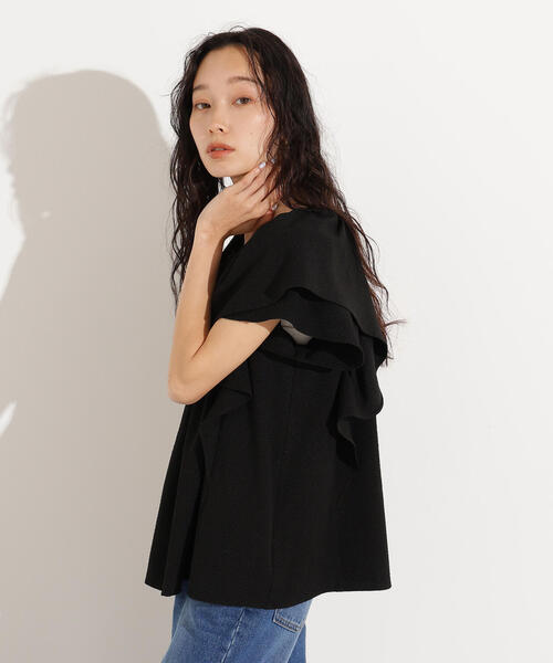 N.（N. Natural Beauty Basic）（エヌエヌナチュラルビューティーベーシック）の「ドビーフリルブラウス（シャツ/ブラウス・レディース・ラベンダー/オフホワイト/ブラック・MEDIUM）」の17枚目の写真