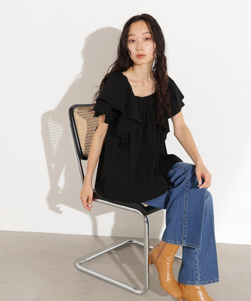 N.（N. Natural Beauty Basic）（エヌエヌナチュラルビューティーベーシック）の「ドビーフリルブラウス（シャツ/ブラウス・レディース・ラベンダー/オフホワイト/ブラック・MEDIUM）」の18枚目の写真