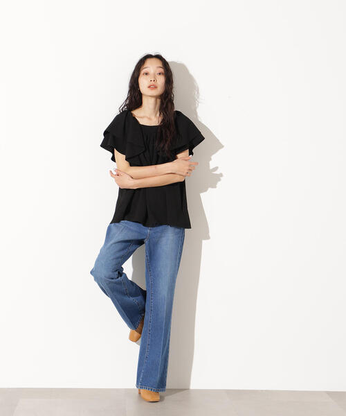 N.（N. Natural Beauty Basic）（エヌエヌナチュラルビューティーベーシック）の「ドビーフリルブラウス（シャツ/ブラウス・レディース・ラベンダー/オフホワイト/ブラック・MEDIUM）」の19枚目の写真