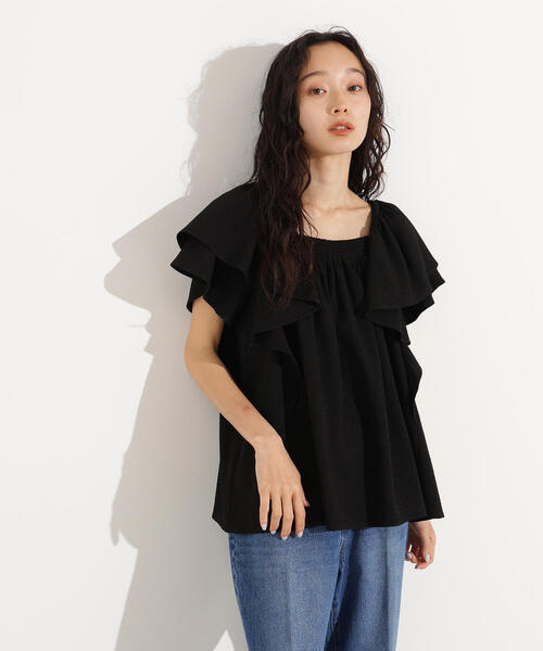 N.（N. Natural Beauty Basic）（エヌエヌナチュラルビューティーベーシック）の「ドビーフリルブラウス（シャツ/ブラウス・レディース・ラベンダー/オフホワイト/ブラック・MEDIUM）」の20枚目の写真