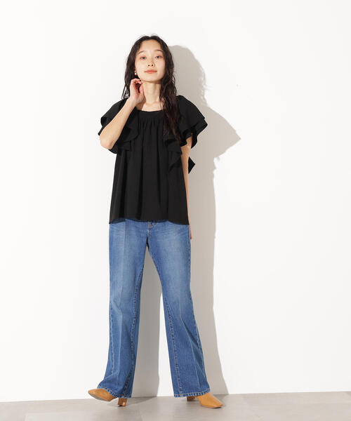 N.（N. Natural Beauty Basic）（エヌエヌナチュラルビューティーベーシック）の「ドビーフリルブラウス（シャツ/ブラウス・レディース・ラベンダー/オフホワイト/ブラック・MEDIUM）」の21枚目の写真