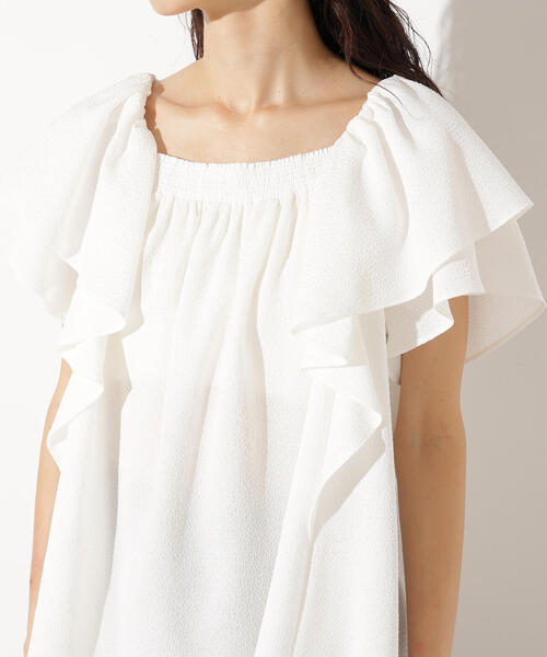 N.（N. Natural Beauty Basic）（エヌエヌナチュラルビューティーベーシック）の「ドビーフリルブラウス（シャツ/ブラウス・レディース・ラベンダー/オフホワイト/ブラック・MEDIUM）」の7枚目の写真