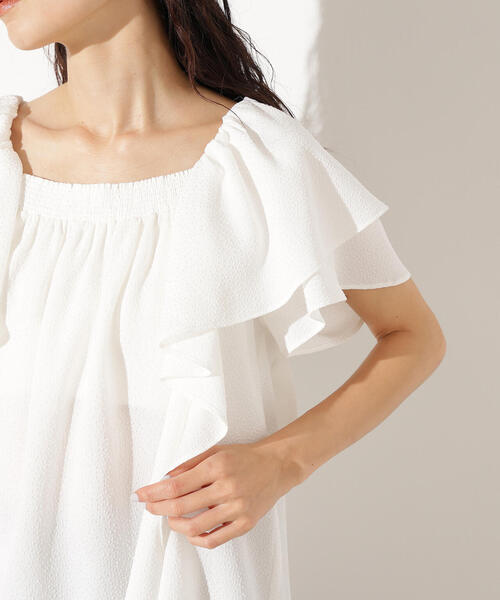 N.（N. Natural Beauty Basic）（エヌエヌナチュラルビューティーベーシック）の「ドビーフリルブラウス（シャツ/ブラウス・レディース・ラベンダー/オフホワイト/ブラック・MEDIUM）」の8枚目の写真