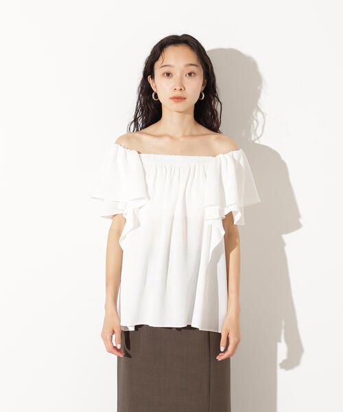 N.（N. Natural Beauty Basic）（エヌエヌナチュラルビューティーベーシック）の「ドビーフリルブラウス（シャツ/ブラウス・レディース・ラベンダー/オフホワイト/ブラック・MEDIUM）」の10枚目の写真