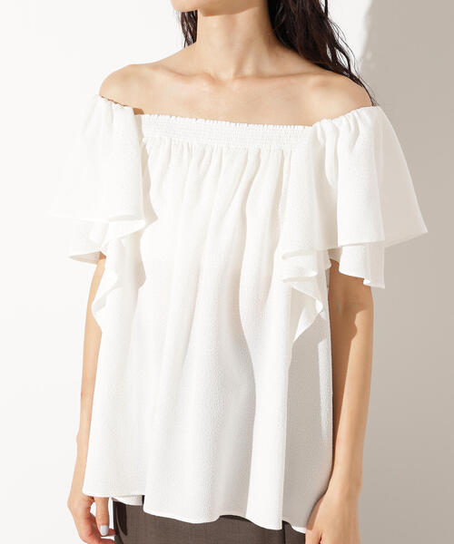N.（N. Natural Beauty Basic）（エヌエヌナチュラルビューティーベーシック）の「ドビーフリルブラウス（シャツ/ブラウス・レディース・ラベンダー/オフホワイト/ブラック・MEDIUM）」の12枚目の写真