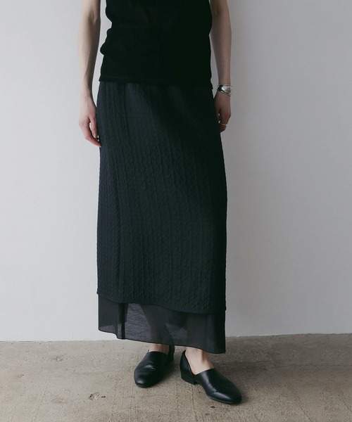 スカート MANOF LLIC NARROW SKIRT セール】METALLIC NARROW SKIRT（スカート）｜MANOF（マノフ）の