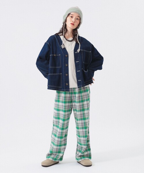 BEAMS BOY（ビームスボーイ）の「ワーク チェック イージーパンツ（その他パンツ・レディース・アイボリー/グレー/ブルー・1/2）」の11枚目の写真