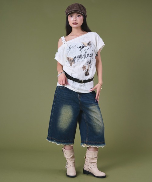 dispark(ディスパーク)の「DISPARK/バタフライダメージショルダ-T(Tシャツ/カットソー・レディース・ベージュ/オフホワイト・FREE)」の13枚目の写真