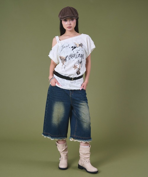 dispark(ディスパーク)の「DISPARK/バタフライダメージショルダ-T(Tシャツ/カットソー・レディース・ベージュ/オフホワイト・FREE)」の18枚目の写真