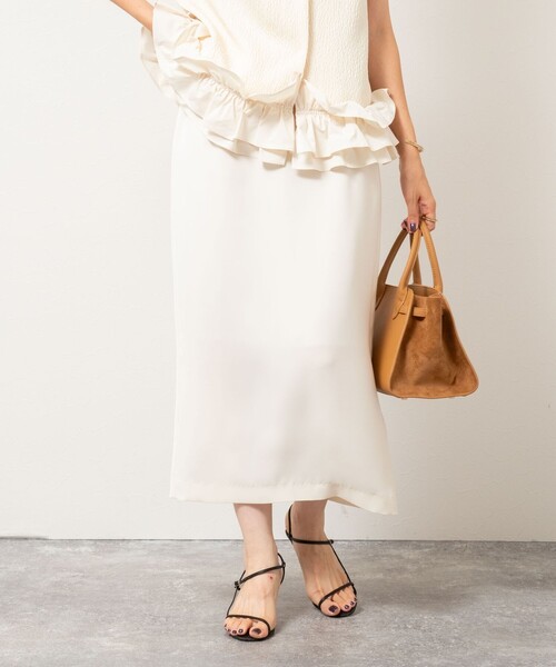 NOLLEY’S Sophi（ノーリーズソフィ）の「《セットアップ対応》ウォッシャブルダブルサテンイージースカート（スカート・レディース・ブラウン/ブラック/キナリ/ネイビー・34/36/38）」の12枚目の写真