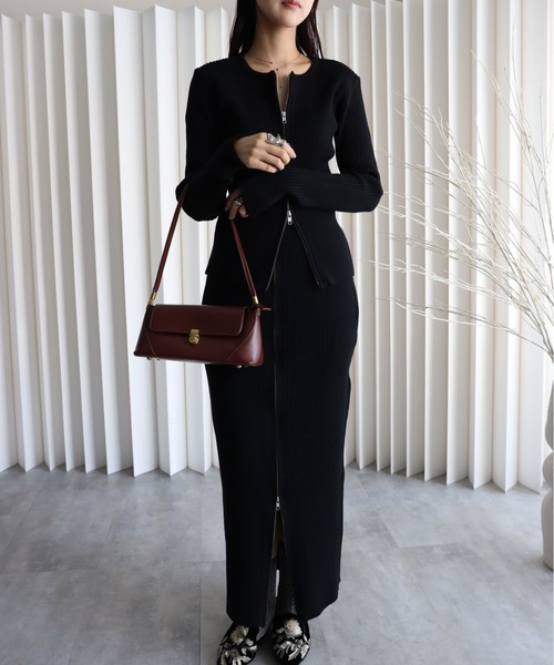 セール】【ニットZIPカーディガン＋ニットZIPスカート】セットアップ