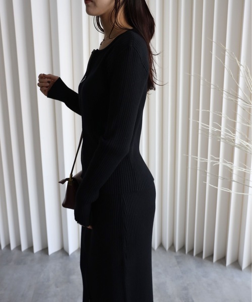 セール】【ニットZIPカーディガン＋ニットZIPスカート】セットアップ