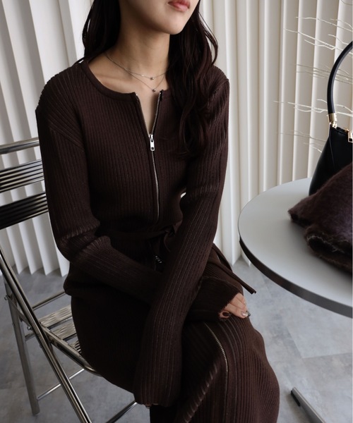 セール】【ニットZIPカーディガン＋ニットZIPスカート】セットアップ