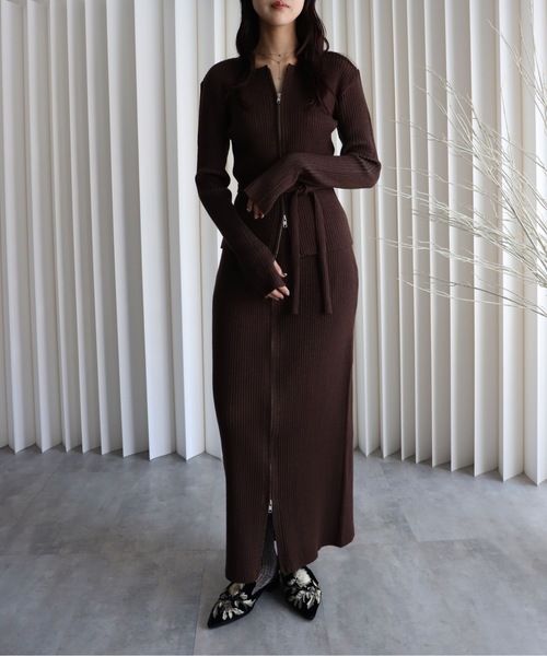 セール】【ニットZIPカーディガン＋ニットZIPスカート】セットアップ