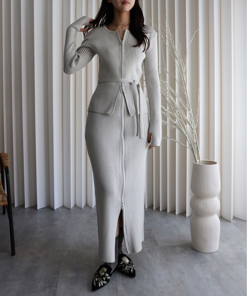 セール】【ニットZIPカーディガン＋ニットZIPスカート】セットアップ