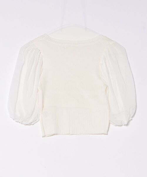 THE HITSS(ヒッツ)の「袖 シフォン スクエアネック リブニット 半袖 クロップド丈 トップス(Tシャツ/カットソー・レディース・ホワイト/ブラック/オレンジ・FREE)」の16枚目の写真