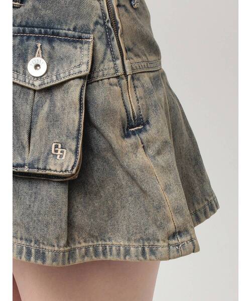 GYDA(ジェイダ)の「ハイウエストGG POKETプリーツデニムスカートライクショートパンツ(デニムスカート・レディース・ブルー/ライトブルー・SMALL/MEDIUM)」の9枚目の写真