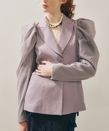 LOUNIE ダークパープル ノーカラージャケット セットアップ対応】Light Tweed ノーカラー ジャケット （ノー