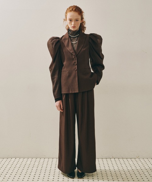 セール】パワーパフショルダージャケット（ノーカラージャケット