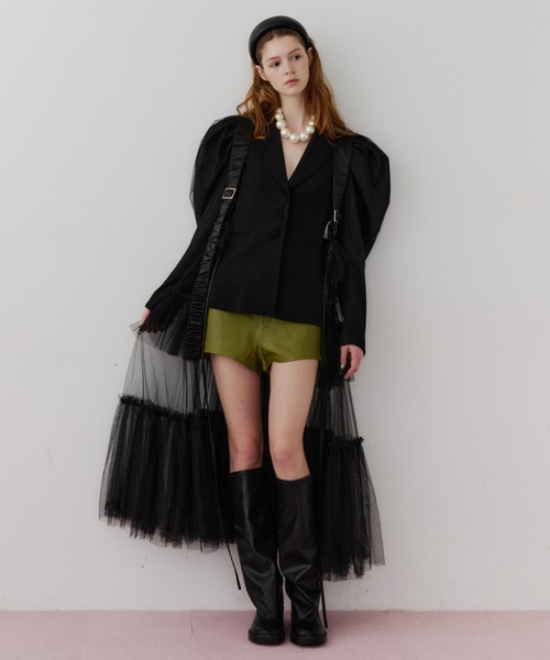 パワーパフショルダージャケット（ノーカラージャケット）｜J1U by LA