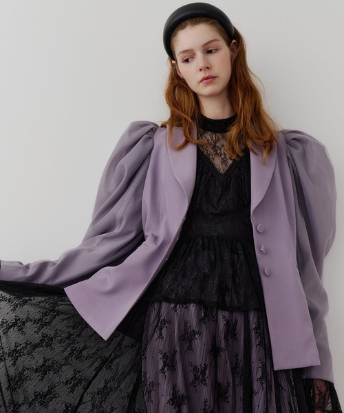 パワーパフショルダージャケット（ノーカラージャケット）｜J1U by LA